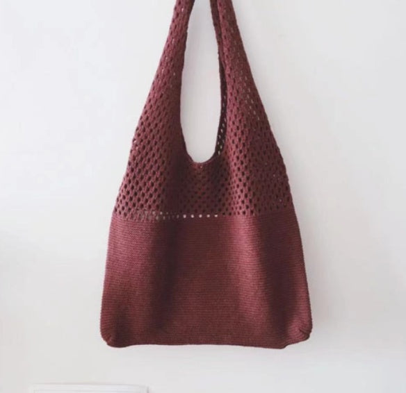 Simple Vintage Cutout Knit Tote Bag