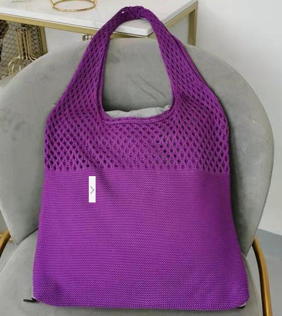 Simple Vintage Cutout Knit Tote Bag