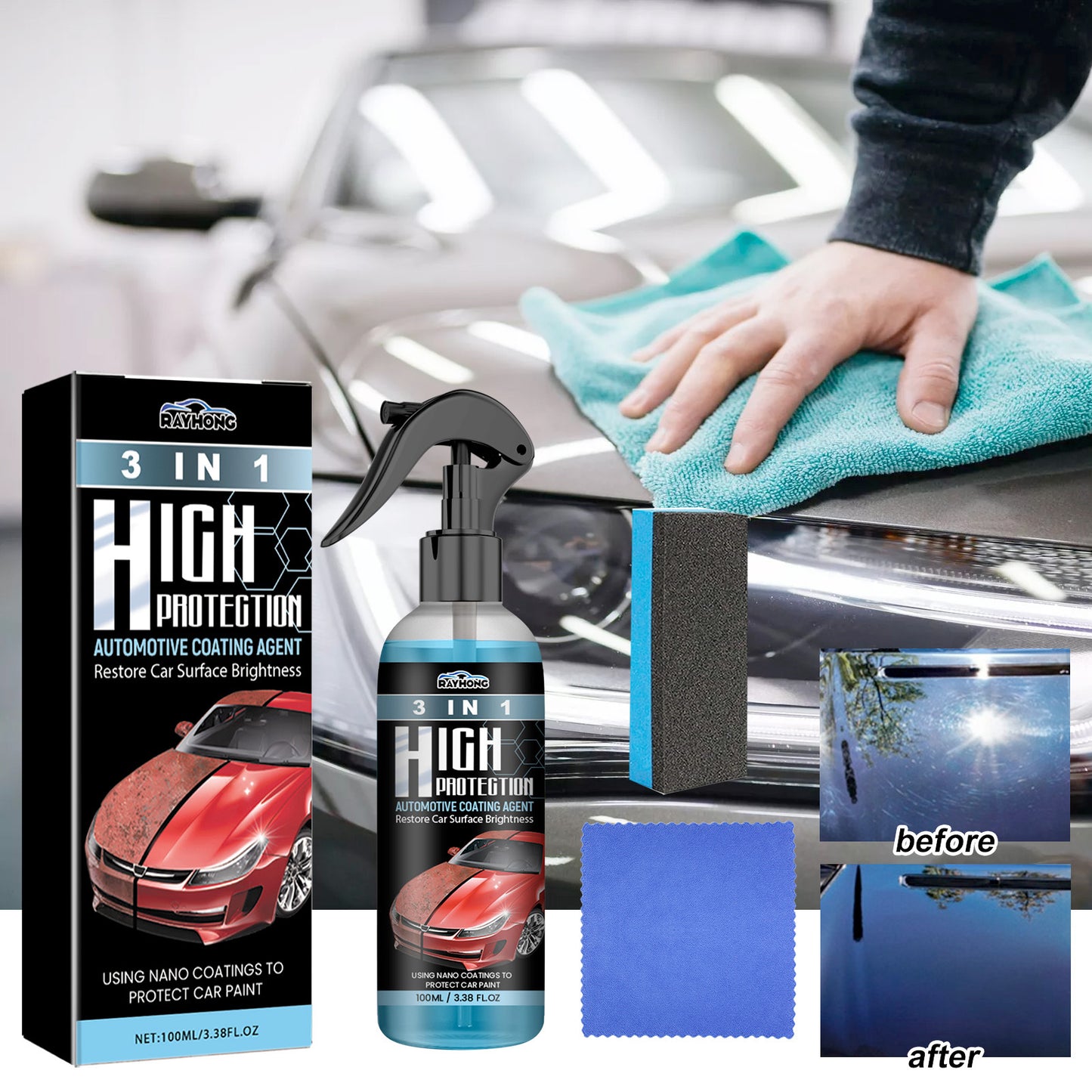 Oil Removing, Polishing, Scratch Protection, Car Paint Cleaning And Maintenance Coating