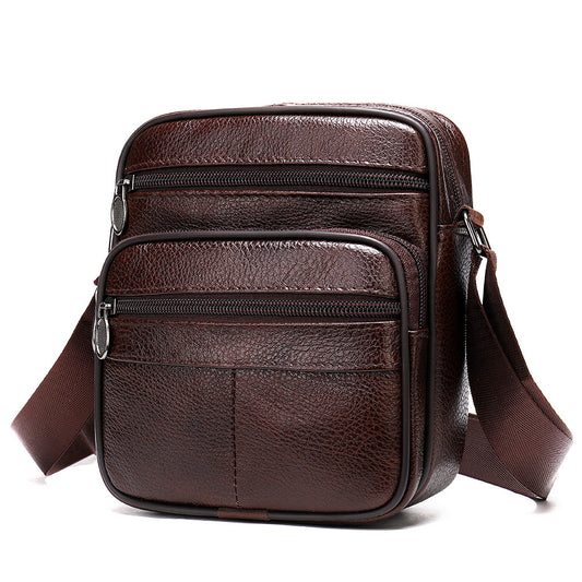Vertical Head Layer Cowhide Casual One-shoulder Messenger Bag