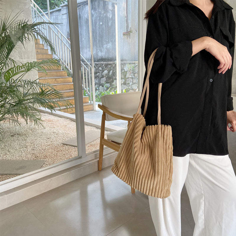 Casual Tote Bag Corduroy Bucket