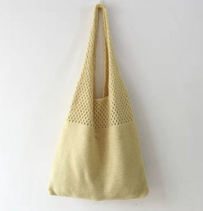 Simple Vintage Cutout Knit Tote Bag