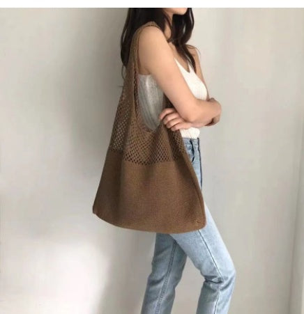 Simple Vintage Cutout Knit Tote Bag