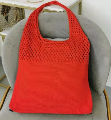 Simple Vintage Cutout Knit Tote Bag