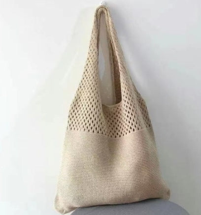 Simple Vintage Cutout Knit Tote Bag