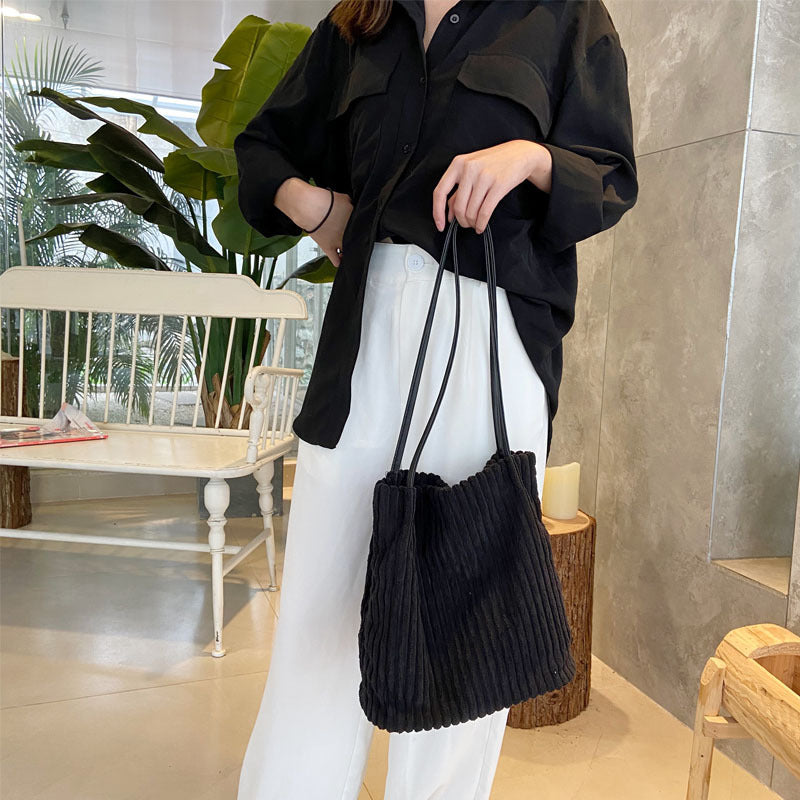 Casual Tote Bag Corduroy Bucket