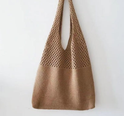 Simple Vintage Cutout Knit Tote Bag