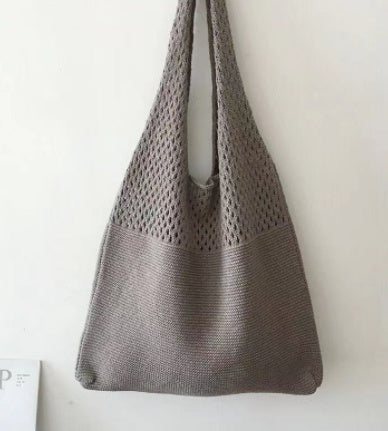 Simple Vintage Cutout Knit Tote Bag