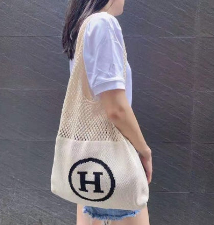 Simple Vintage Cutout Knit Tote Bag